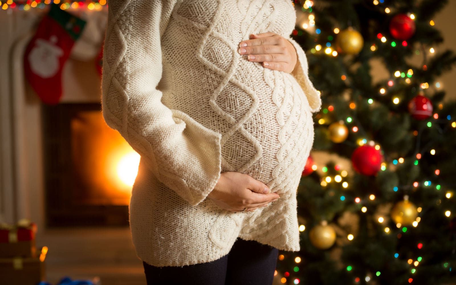 Pregnant Woman At Christmas